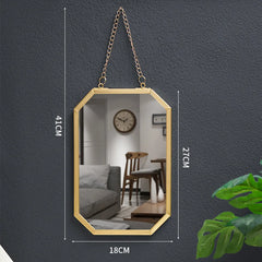 Nordic-Style Rectangular Wall-Mounted Mirror | Minimalist Iron Frame Makeup & Bathroom Mirror - POUEV