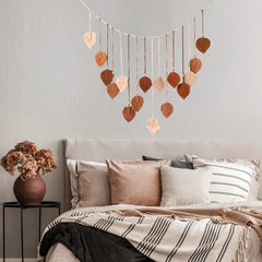 Boho Macramé Tapestry | Macramé Leaf Feather Wall Hanging | Boho Wall Art for Living Room and Bedroom - POUEV