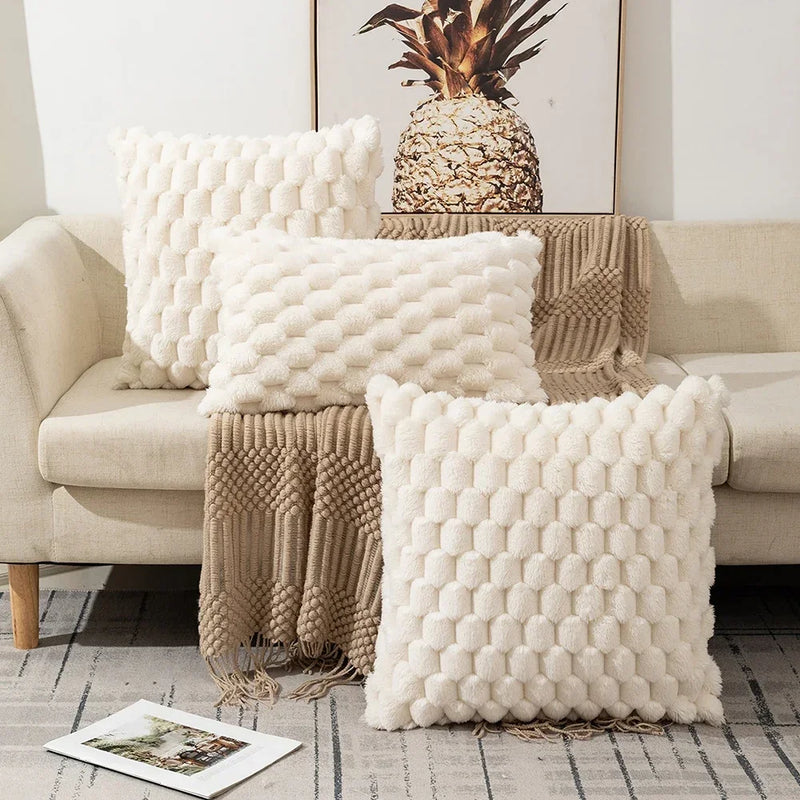 Faux Fur Kussenhoes | Zwart Pluche Design | Ultra Zachte Decoratie - POUEV