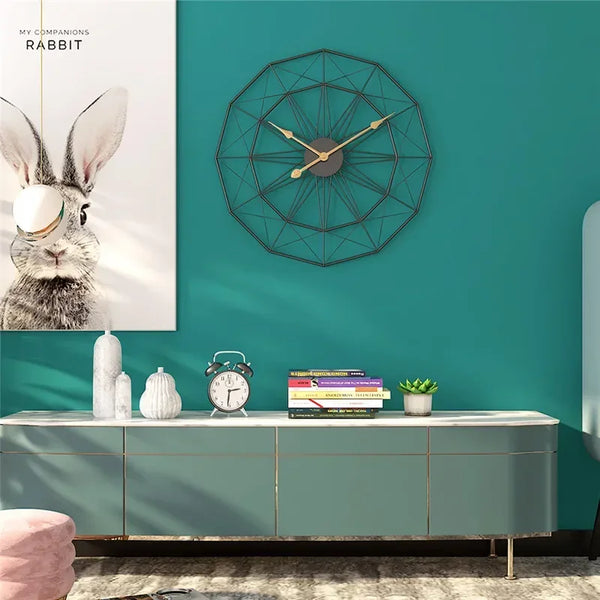 50 cm geometrische industriële wandklok van ijzer | Vintage moderne kantoor- en woonkamerdecoratie