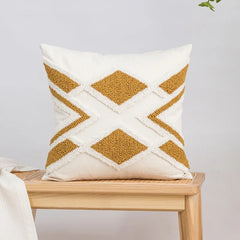 Nordic Gele Bruine Tufted Kussenhoes | Driehoekig Design | Sofa Decoratie - POUEV