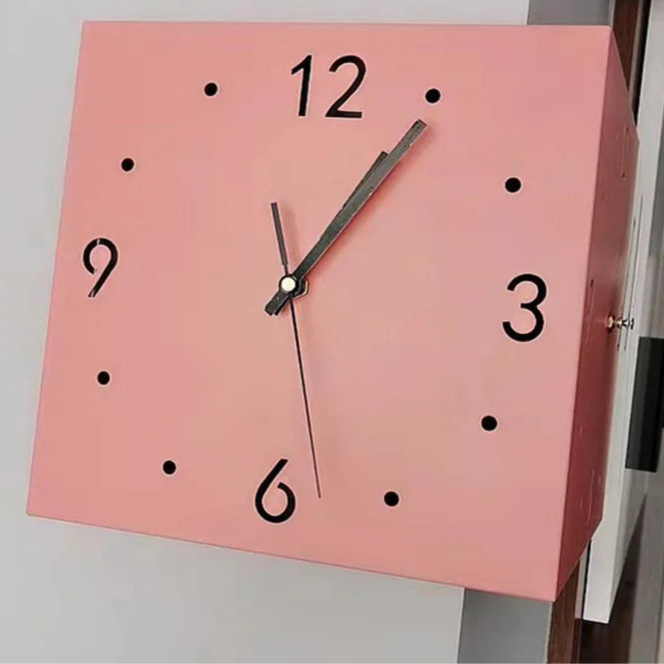 Moderne dubbelzijdige hoekwandklok | Stil en lichtgevoelig ontwerp