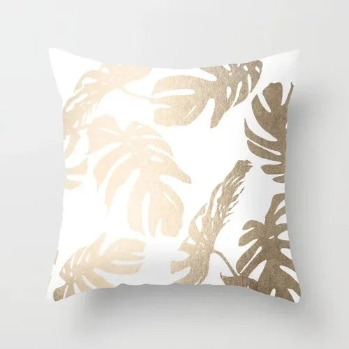 Gouden Bladeren Kussenhoes | Luxe Decoratieve Hoes - POUEV