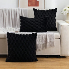 Faux Fur Kussenhoes | Zwart Pluche Design | Ultra Zachte Decoratie - POUEV