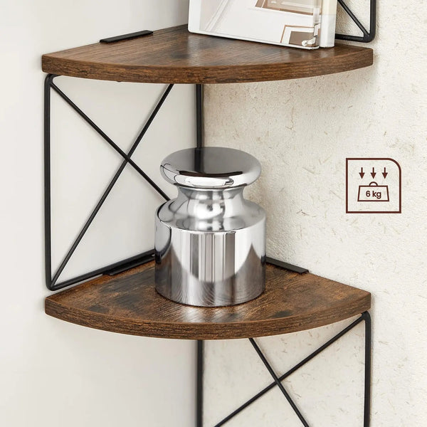 5-Level Zigzag Design Corner Shelf | Wall-Mounted Bookcase for Bedroom, Study, Living Room, Bathroom Storage - POUEV