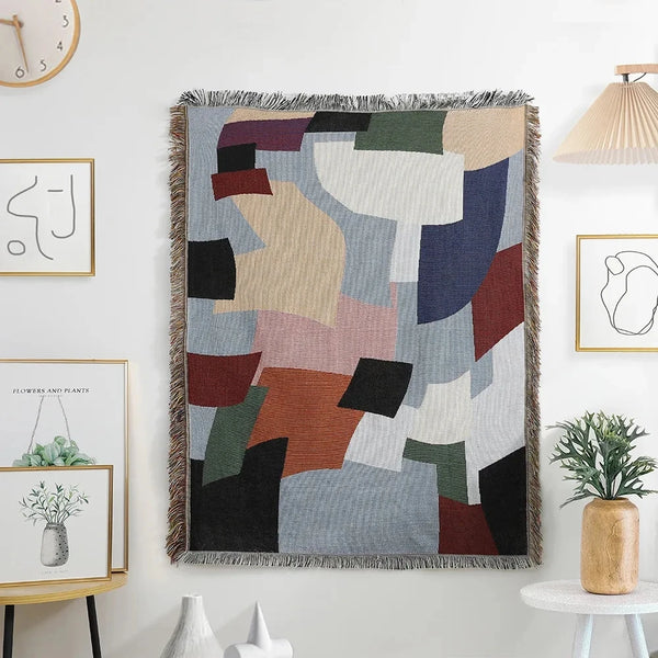 Nordic Geometric Tapestry | Luxury Sofa Cover & Decorative Blanket - POUEV
