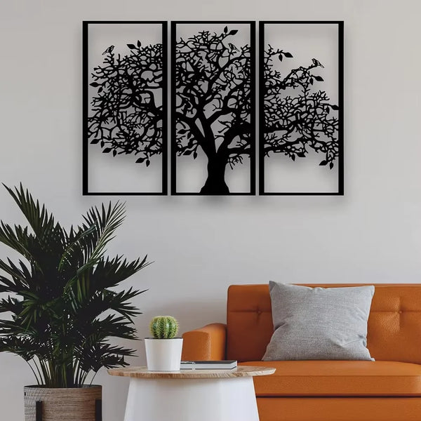3 stuks stamboom metalen wanddecoratie | Boom des Levens ijzeren kunst | Moderne 3D wandkunst