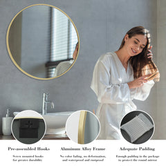 Large Gold Round Wall Mirror | 30