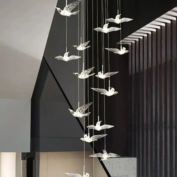 Pigeon LED Acrylic Pendant Lamp | Stair Chandelier - POUEV