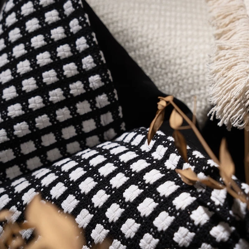 Jacquard Kussenhoes | Luxe Ruitdesign | Moderne Sofa Decor - POUEV