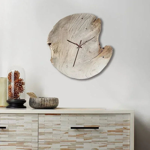Minimalistische onregelmatige houten wandklok | Abstract kunstontwerp voor moderne inrichting