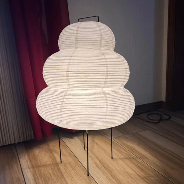 Japanese Style LED Rice Paper Desk Lamp | Tricolor Dimming Art Light - POUEV