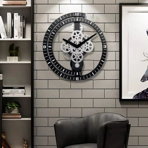 Industriële roterende stille wandklok | Modern design voor woonkamer en kantoorkunst