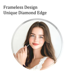 Frameless Round Wall Mirror | Elegant Beveled Edge Vanity Mirror for Bathroom, Bedroom & Entryway - POUEV