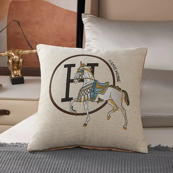 Luxe Kussenhoes Met Paard Borduurwerk | Moderne Sofa Decoratie - POUEV