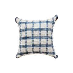 Nordic Blauwe Tufted Kussenhoes | Geometrisch Streep Design | Decoratie Sofa - POUEV