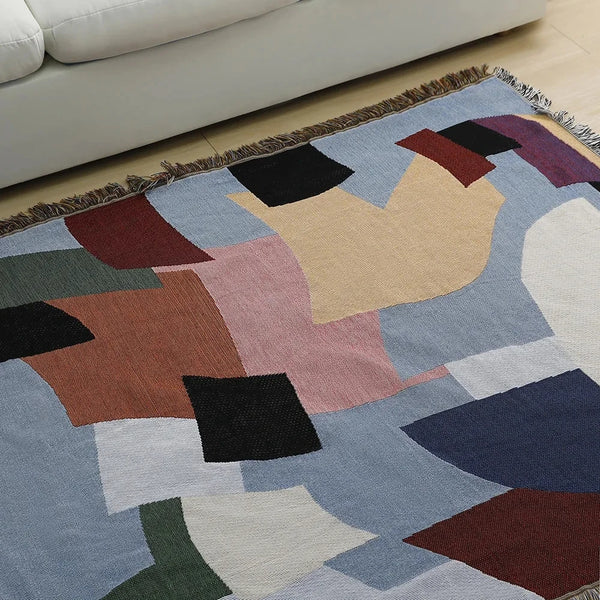 Nordic Geometric Tapestry | Luxury Sofa Cover & Decorative Blanket - POUEV