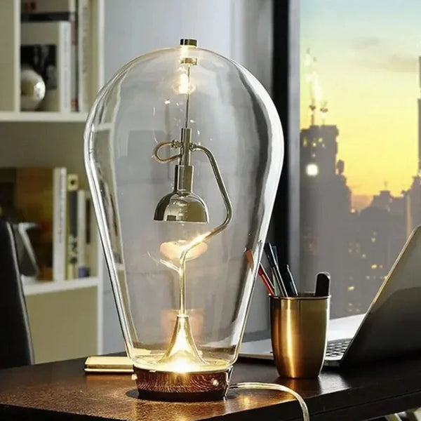 Vintage Glass Desk Lamp | Industrial Table Lamp - POUEV
