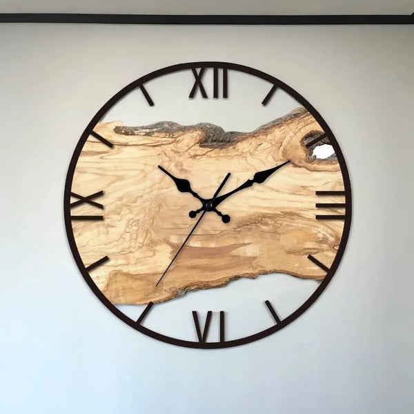 Minimalistische transparante wandklok | Stil acryl houtnerfontwerp