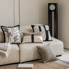 Minimalistische Zwart-Witte Kussenhoes | Luxe Luipaard Jacquard | Sofa Decor - POUEV