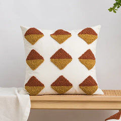 Nordic Gele Bruine Tufted Kussenhoes | Driehoekig Design | Sofa Decoratie - POUEV