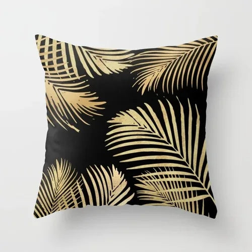 Gouden Bladeren Kussenhoes | Luxe Decoratieve Hoes - POUEV