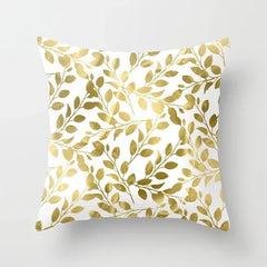 Gouden Bladeren Kussenhoes | Luxe Decoratieve Hoes - POUEV