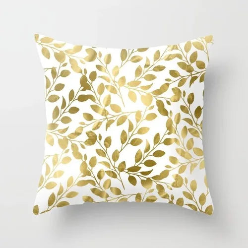 Gouden Bladeren Kussenhoes | Luxe Decoratieve Hoes - POUEV