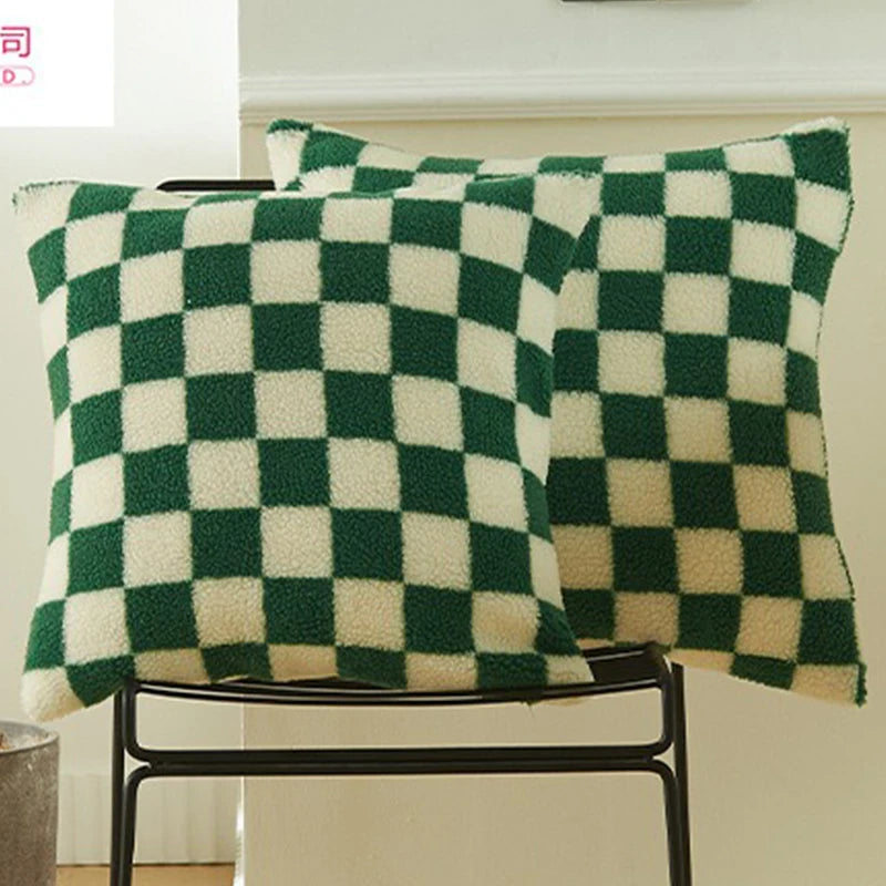 Zwart Nepbont Kussenhoes | Geruit Design | Decoratieve Sofa Kussenhoes - POUEV