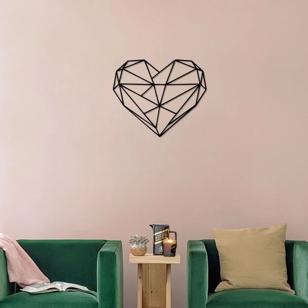 Hartvormige metalen wanddecoratie | Minimalistische lijnkunst