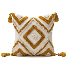 Nordic Gele Bruine Tufted Kussenhoes | Driehoekig Design | Sofa Decoratie - POUEV