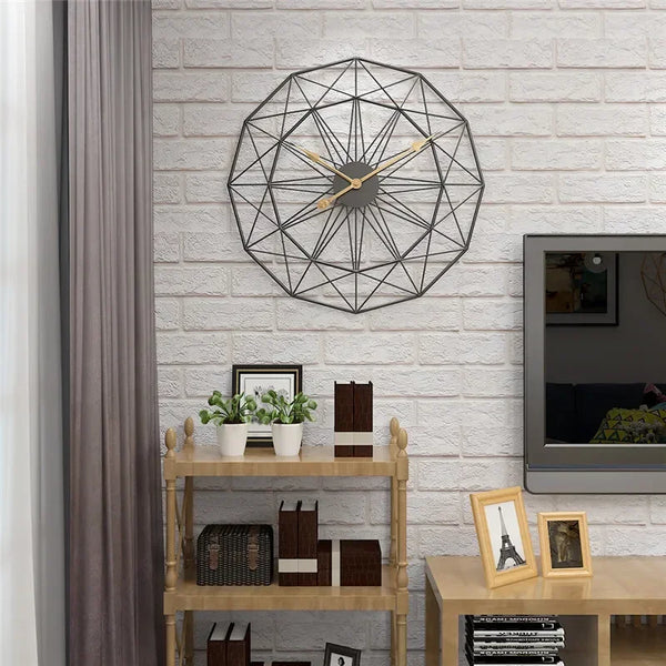 50 cm geometrische industriële wandklok van ijzer | Vintage moderne kantoor- en woonkamerdecoratie