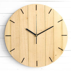 Moderne ronde houten wandklok | Stille, niet-tikkende kwartsklok voor thuis en kantoor