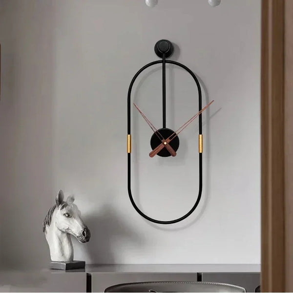 Moderne minimalistische metalen wandklok | IJzeren kunstontwerp | 38x14 cm