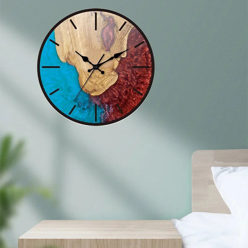 Minimalistische transparante wandklok | Stil acryl houtnerfontwerp