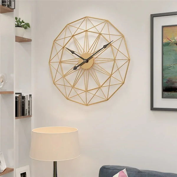 50 cm geometrische industriële wandklok van ijzer | Vintage moderne kantoor- en woonkamerdecoratie