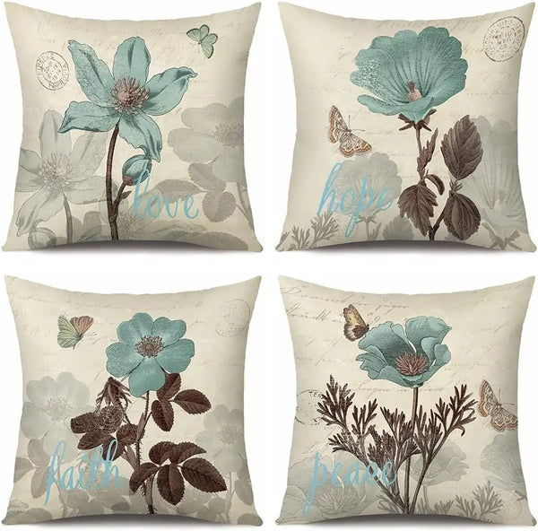 Linnen Kussenhoes Set | Bloemenmotief voor Decoratie - POUEV