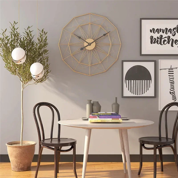 50 cm geometrische industriële wandklok van ijzer | Vintage moderne kantoor- en woonkamerdecoratie