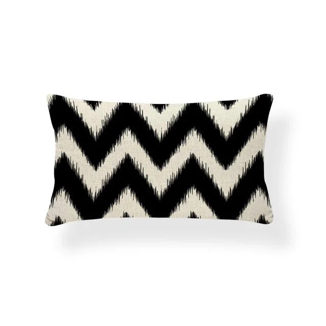 Rechthoekige Kussenhoes | Geometrisch Zigzag Design | Scandinavische Stijl - POUEV