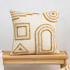 Nordic Gele Bruine Tufted Kussenhoes | Driehoekig Design | Sofa Decoratie - POUEV