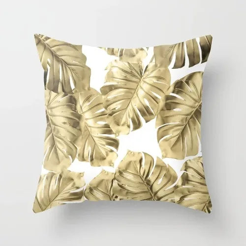 Gouden Bladeren Kussenhoes | Luxe Decoratieve Hoes - POUEV