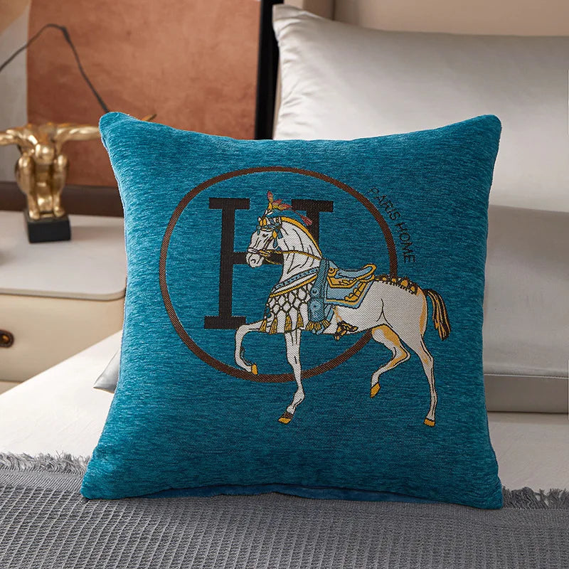 Luxe Kussenhoes Met Paard Borduurwerk | Moderne Sofa Decoratie - POUEV