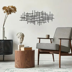 Abstract raster metalen wandkunst sculptuur | Geometrische patroon wanddecoratie