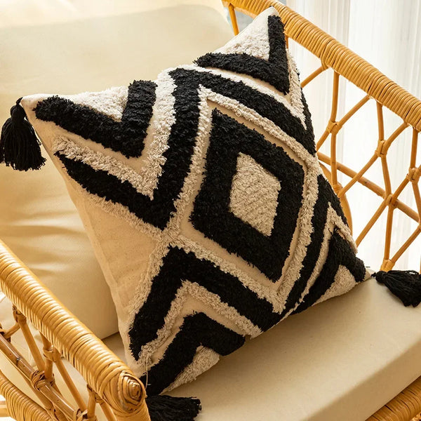 Tufted Borduur Kussenhoes | Geometrisch Design | Luxe Sofa Decor - POUEV