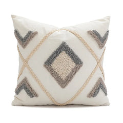 Nordic Blauwe Tufted Kussenhoes | Geometrisch Streep Design | Decoratie Sofa - POUEV