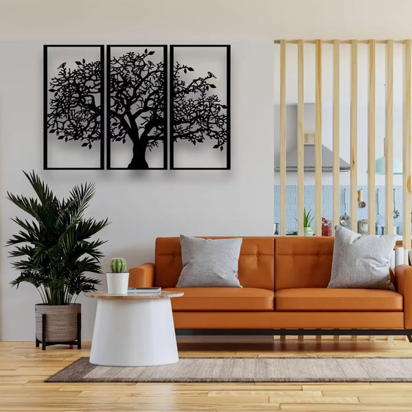 3 stuks stamboom metalen wanddecoratie | Boom des Levens ijzeren kunst | Moderne 3D wandkunst