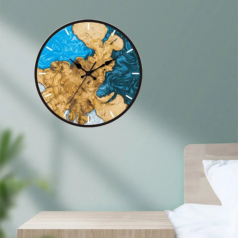 Minimalistische transparante wandklok | Stil acryl houtnerfontwerp