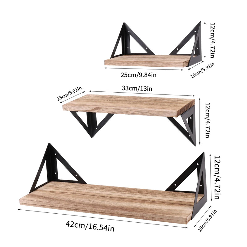3-Tier Wall Floating Shelf Set | Modern Book Display & Storage Rack for Home Decor - POUEV