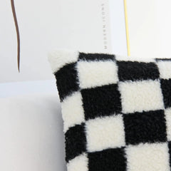 Zwart Nepbont Kussenhoes | Geruit Design | Decoratieve Sofa Kussenhoes - POUEV