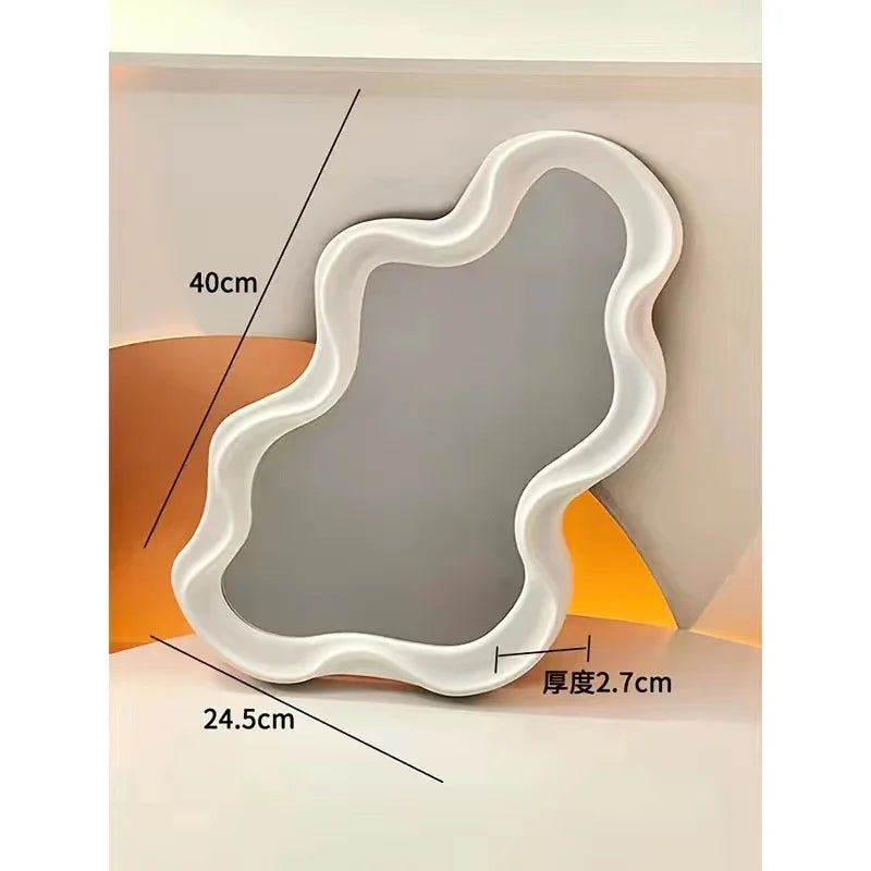 Ins Cloud Shaped Mirror | Cute Wall Mirror for Bedroom, Bathroom & Living Room | Kawaii Makeup Mirror & House Decoration - POUEV